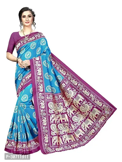 Stylish Polycotton Blue  Saree without Blouse piece For Women