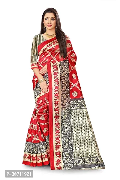 Stylish Polycotton Red  Saree without Blouse piece For Women-thumb0