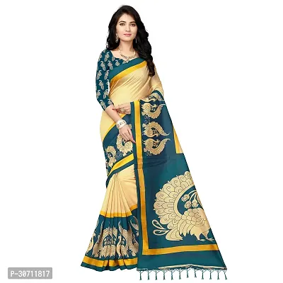 Stylish Polycotton Beige  Saree without Blouse piece For Women-thumb0