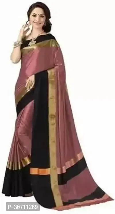 Stylish Polycotton Beige  Saree without Blouse piece For Women-thumb0