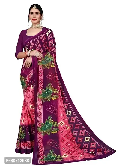 Stylish Polycotton Pink  Saree without Blouse piece For Women-thumb0