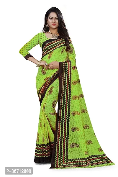 Stylish Polycotton Green  Saree without Blouse piece For Women-thumb0