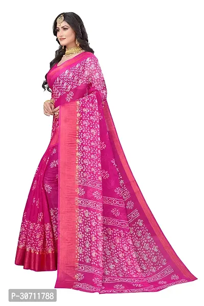 Stylish Polycotton Pink  Saree without Blouse piece For Women-thumb0