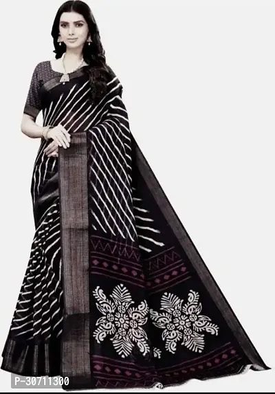 Stylish Polycotton Black  Saree without Blouse piece For Women-thumb0