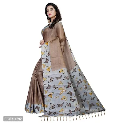 Stylish Polycotton Brown  Saree without Blouse piece For Women-thumb0