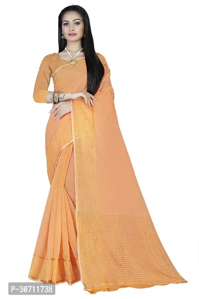 Stylish Polycotton Golden  Saree without Blouse piece For Women-thumb0