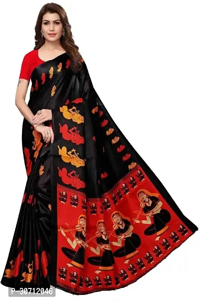 Stylish Polycotton Black  Saree without Blouse piece For Women-thumb0