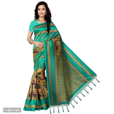 Stylish Polycotton Green  Saree without Blouse piece For Women-thumb0