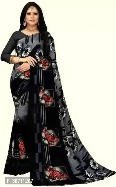 Stylish Polycotton Black  Saree without Blouse piece For Women-thumb0