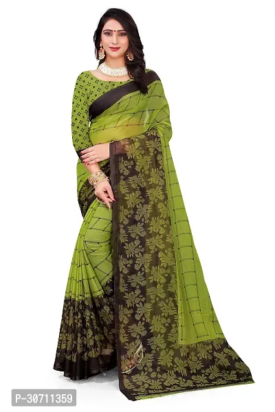 Stylish Polycotton Turquoise  Saree without Blouse piece For Women-thumb0