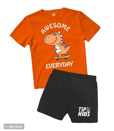 Fabulous Orange Cotton Printed Clothing Set For Boys-thumb0