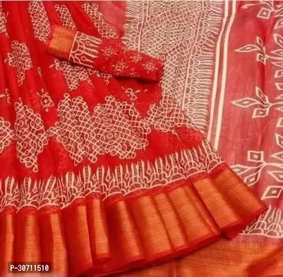 Stylish Polycotton Red  Saree without Blouse piece For Women-thumb0