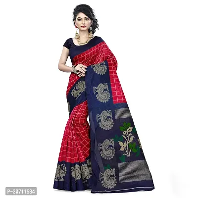 Stylish Polycotton Red  Saree without Blouse piece For Women-thumb0