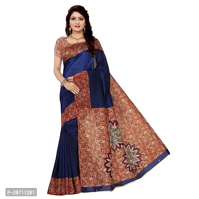 Stylish Polycotton Blue  Saree without Blouse piece For Women-thumb0