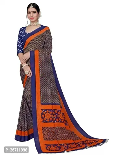 Stylish Polycotton Brown  Saree without Blouse piece For Women-thumb0