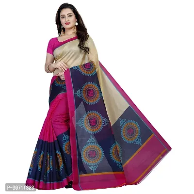 Stylish Polycotton Pink  Saree without Blouse piece For Women-thumb0