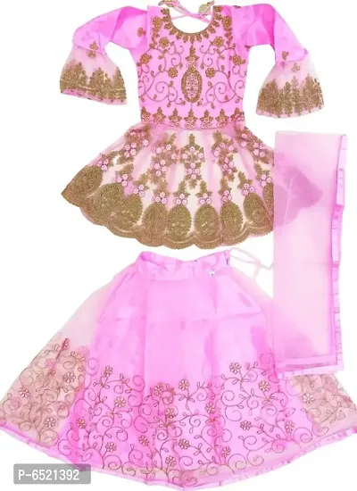 Pink Net Lehenga Choli for Girls-thumb2