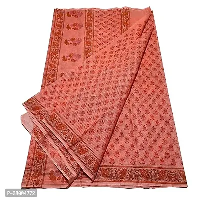 Womens Kota Doria Cotton block Printed Saree With Unstitched Blouse Piece-thumb0