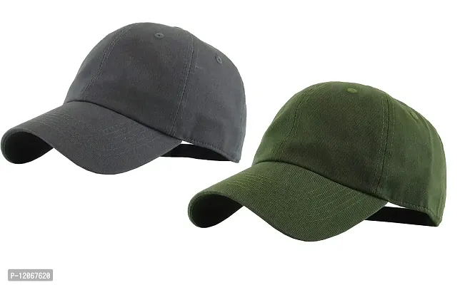 VEERUS Baseball Cap Olive Green-Grey Combo for Men and Women Pack of 2