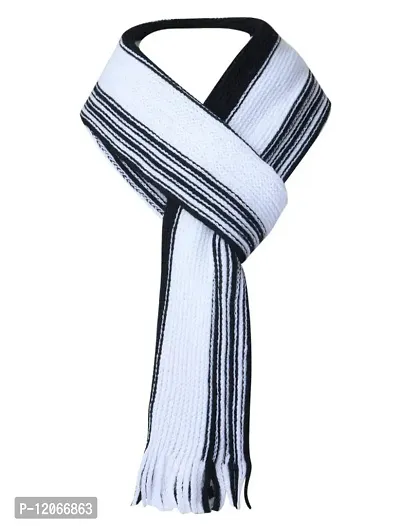 Talgo Boy's Muffler Style Wool Scarf (White)-thumb0