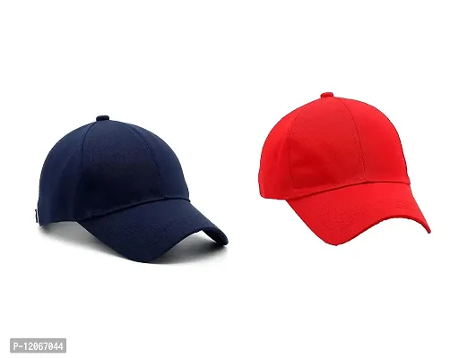 VEERUS Baseball Combo Caps for Men and Women Pack of 2 (RED-Royal Blue)