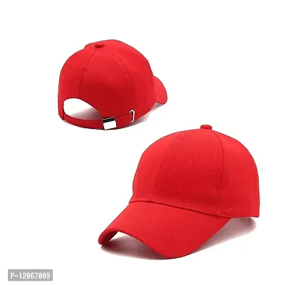 VEERUS Unisex Red Baseball Cap for Men  Women-thumb0