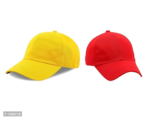 VEERUS Baseball Combo Caps for Men and Women Pack of 2 (RED-Yellow)
