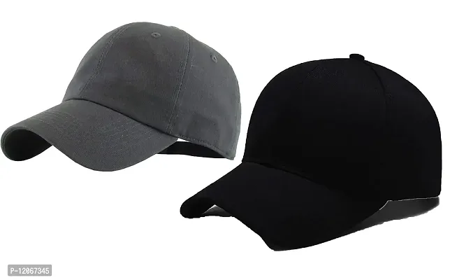 VEERUS Baseball Cap Grey-Black Combo for Men and Women Pack of 2