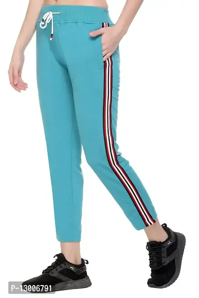 TOLLFREE Women's Regular Fit Stripe Design Track Pant with Zip Pockets-C-Green-(Size-M) (TP-WM-C-Green Stripe-M)-thumb0