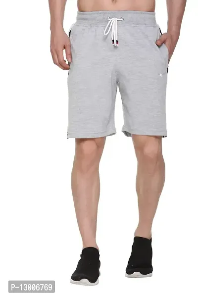 TOLLFREE Men's Solid Running Shorts-Grey-(Size-L)