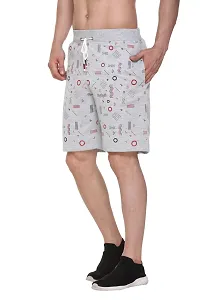 TOLLFREE Men's Printed Running Sports Shorts-Grey-(Size-S)-thumb3