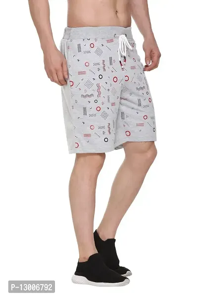 TOLLFREE Men's Printed Running Sports Shorts-Grey-(Size-S)-thumb3