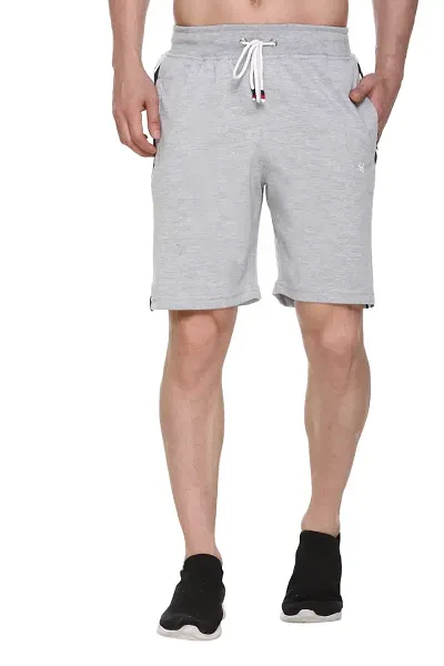 TOLLFREE Men's Solid Running Shorts-Grey-(Size-L)