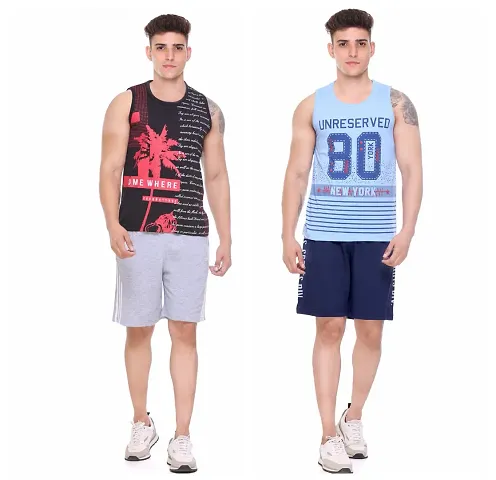 TOLLFREE S.L MADHOK Round Neck II II Blend II Sleeveless II Vest II Sando for Mens (MN Sando-Combo-Black Sky-L)