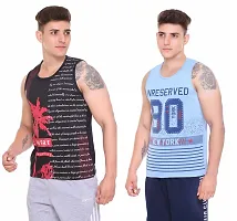 TOLLFREE S.L MADHOK Round Neck II Printed II Cotton Blend II Sleeveless II Vest II Sando for Mens (MN Sando-Combo-Black Sky-L)-thumb2