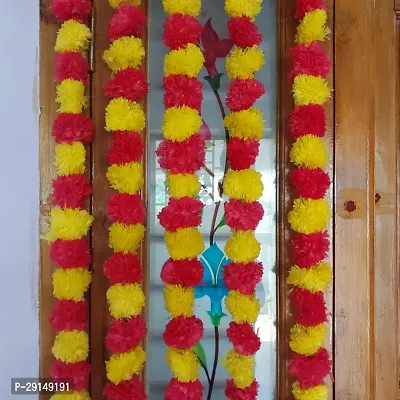 Artificial Decorative Marigold/Genda Phool Flower Garland  Approx 4.5 Feet to 4.9 Ft Long Pack of 10 Strings