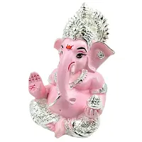 Karigaari India Ganpati Silver Plated Pink Resin Ganesha for Car Dashboard Idol  Showpiece (4 x 4, Yellow) showpiece,(Pack of 1)-thumb2