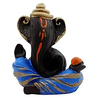 KARIGAARI - Ideas Hand Crafted Poly Resine Lord Ganesha Statue for Home Decor (KK0599, Blue)-thumb1