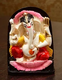 Karigaari India Handcrafted Polyresin Eco Friendly Lord Ganesha Ganpati Idol Figurine | Lord Ganesha Statue for Home Decoration (Multicolor)-thumb1