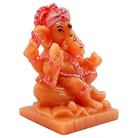 KARIGAARI - Ideas Hand Crafted Lord Ganesha Statue for Home Temple Office Car Dashboard Decor (Orange, KK0676)-thumb3