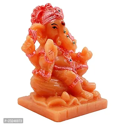 KARIGAARI - Ideas Hand Crafted Lord Ganesha Statue for Home Temple Office Car Dashboard Decor (Orange, KK0676)-thumb4