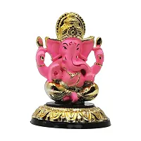 Classic Gold Plated Golden Stand Pink Color Ganesh Idol For Car Dashboard and Home Decor I Car Dashboard Idols I Ganpati For Car Dashboard I Car Idols For Dashboard-thumb3