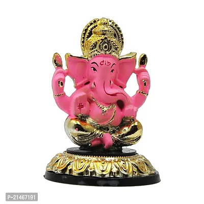 Classic Gold Plated Golden Stand Pink Color Ganesh Idol For Car Dashboard and Home Decor I Car Dashboard Idols I Ganpati For Car Dashboard I Car Idols For Dashboard-thumb4