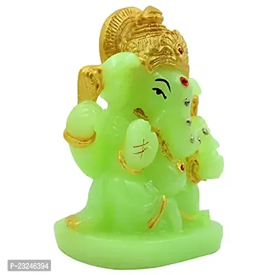 KARIGAARI - Ideas Hand Crafted Poly Resine Lord Ganesha Idol (KK0591, Green)-thumb3