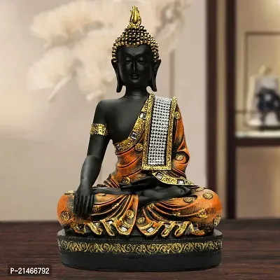 Classic Polyresine Sitting Buddha Showpiece Brown and Black-thumb0