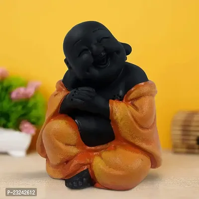 Karigaari India Polyresin Meditating Monk Buddha / Laughing Buddha / Happy Man Statue Standard Green Color, 1 Piece - Lb-04