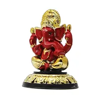 Classic Gold Plated Golden Stand Red Color Ganesh Idol For Car Dashboard and Home Decor I Car Dashboard Idols I Ganpati For Car Dashboard I Car Idols For Dashboard-thumb3