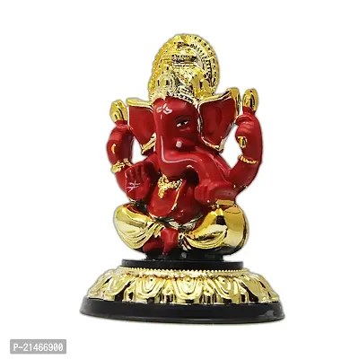 Classic Gold Plated Golden Stand Red Color Ganesh Idol For Car Dashboard and Home Decor I Car Dashboard Idols I Ganpati For Car Dashboard I Car Idols For Dashboard-thumb4