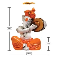 Karigaari India Polyresine Ganesha Playing Dafli - Orange  White-thumb2