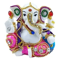 KARIGAARI - Ideas Hand Crafted Studded with Stone Car Dashboard Ganesha with Beautiful Decoration I Pooja Mandir I Gifting in Home Innaugrations I Bulk Gifting-thumb1